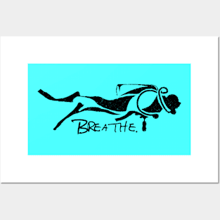 Swimming diver Posters and Art